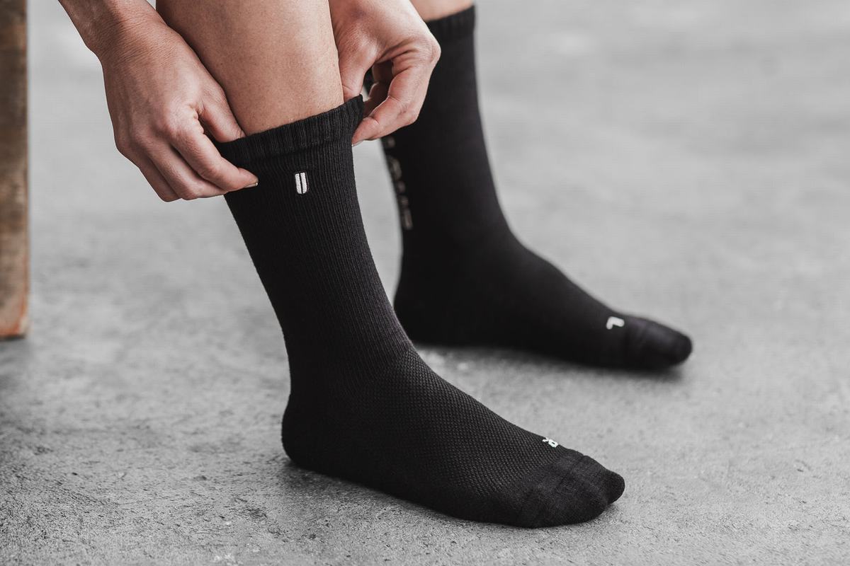 Nobull Crew All Love Men's Socks Black | Australia (KD6504)